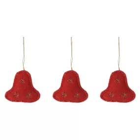 De Kulture Handmade Premium Wool Felt Jingle Bells Eco Friendly Needle Felted Christmas Xmas Tree Decoration Stuffed Ornament for Home Office Party Holiday Décor, (Set of 3)